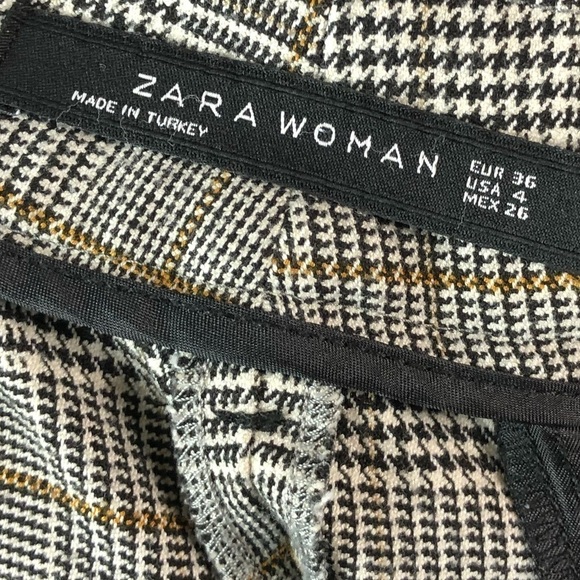 Zara Houndstooth Gray Slim Fit Cuff Hem Dress Pants 4 - Picture 5 of 5